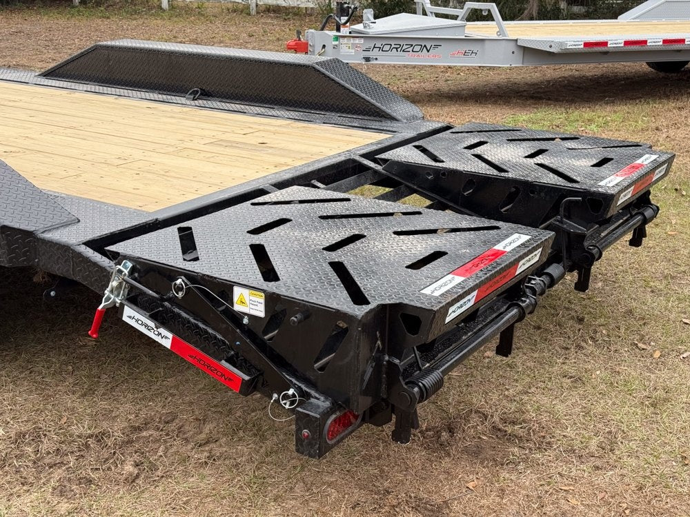 24' HEH Bumper Pull Equipment Trailer (2) 10K Axles, Drive Over Fenders, 3' Dove W/ Mountain Ramps - Equipment Trailers - TrailerSwap