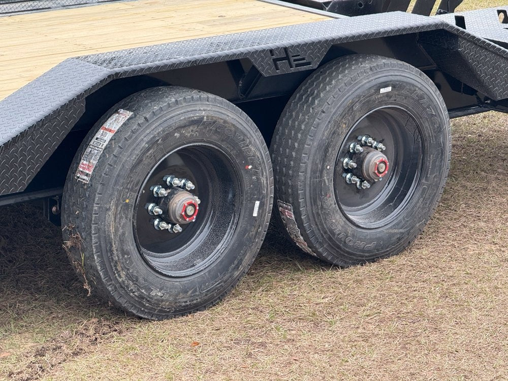 24' HEH Bumper Pull Equipment Trailer (2) 10K Axles, Drive Over Fenders, 3' Dove W/ Mountain Ramps - Equipment Trailers - TrailerSwap