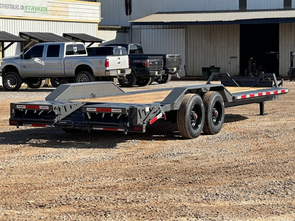 24' HEH Equipment Trailer (2) 10K Axles, Drive Over Fenders, 3' Dove W/ Mountain Ramps - Equipment Trailers - TrailerSwap