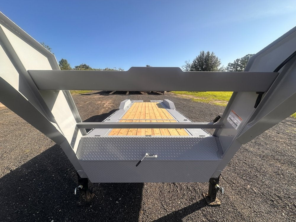 24' HEH Gooseneck Equipment Trailer (2) 10K Axles, Drive Over Fenders, 3' Dove W/ Mountain Ramps - Equipment Trailers - TrailerSwap