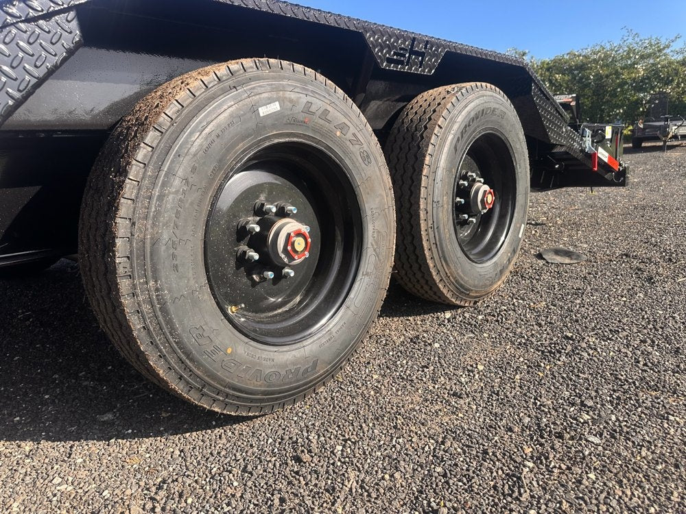 24' HEH Gooseneck Equipment Trailer (2) 10K Axles, Drive Over Fenders, 3' Dove W/ Mountain Ramps - Equipment Trailers - TrailerSwap