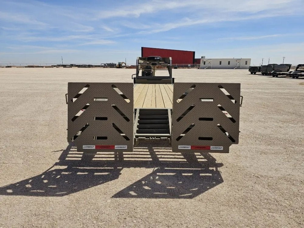24' HEH Gooseneck Equipment Trailer Drive Over Fenders Mega Ramps - (2) 10K Axles - Low Profile Equipment Trailers - TrailerSwap