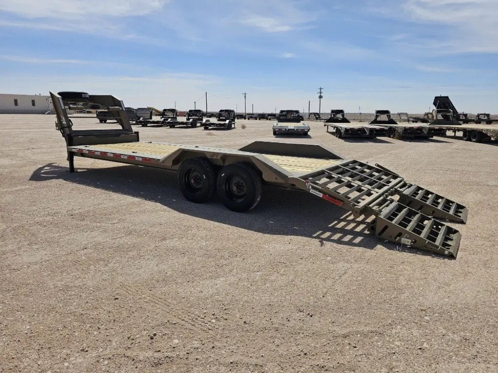 24' HEH Gooseneck Equipment Trailer Drive Over Fenders Mega Ramps - (2) 10K Axles - Low Profile Equipment Trailers - TrailerSwap