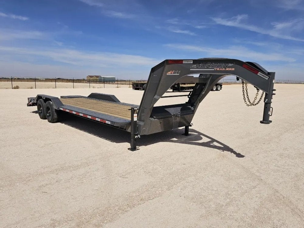 24' HEH Gooseneck Equipment Trailer Drive Over Fenders Mega Ramps - (2) 10K Axles - Low Profile Equipment Trailers - TrailerSwap