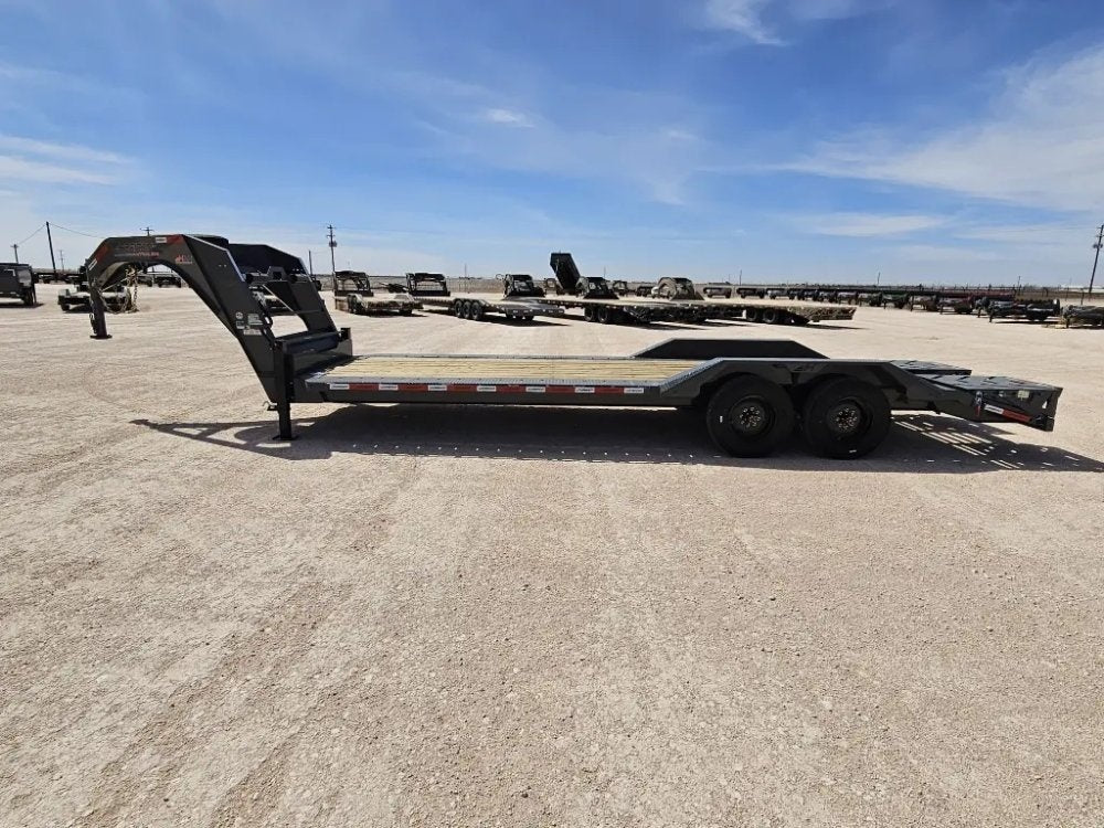 24' HEH Gooseneck Equipment Trailer Drive Over Fenders Mega Ramps - (2) 10K Axles - Low Profile Equipment Trailers - TrailerSwap