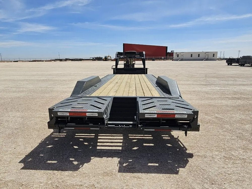 24' HEH Gooseneck Equipment Trailer Drive Over Fenders Mega Ramps - (2) 10K Axles - Low Profile Equipment Trailers - TrailerSwap
