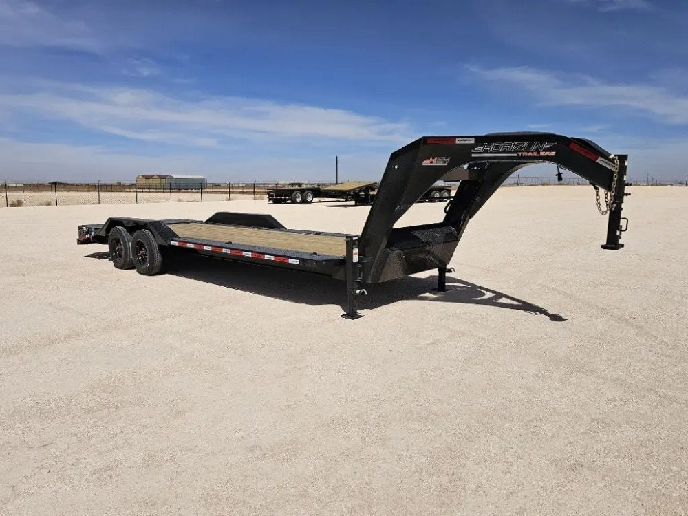 24' HEH Gooseneck Equipment Trailer Drive Over Fenders Mega Ramps - (2) 10K Axles - Low Profile Equipment Trailers - TrailerSwap
