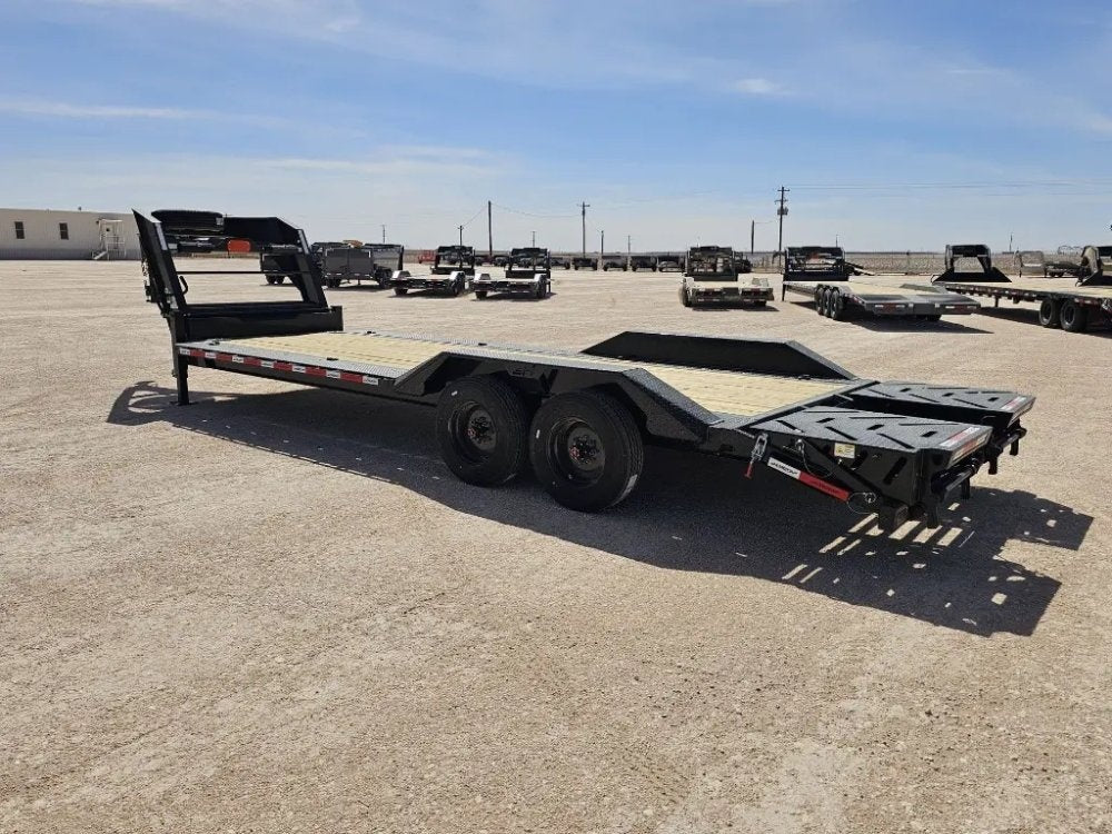24' HEH Gooseneck Equipment Trailer Drive Over Fenders Mega Ramps - (2) 10K Axles - Low Profile Equipment Trailers - TrailerSwap