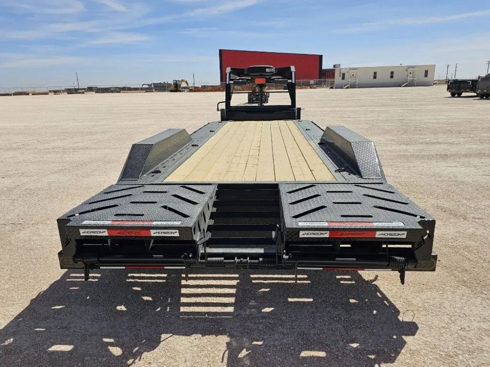 24' HEH Gooseneck Equipment Trailer Drive Over Fenders Mega Ramps - (2) 10K Axles - Low Profile Equipment Trailers - TrailerSwap