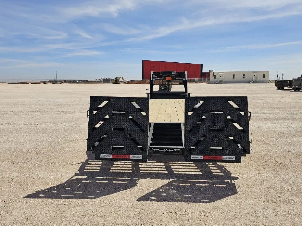24' HEH Gooseneck Equipment Trailer Drive Over Fenders Mega Ramps - (2) 10K Axles - Low Profile Equipment Trailers - TrailerSwap