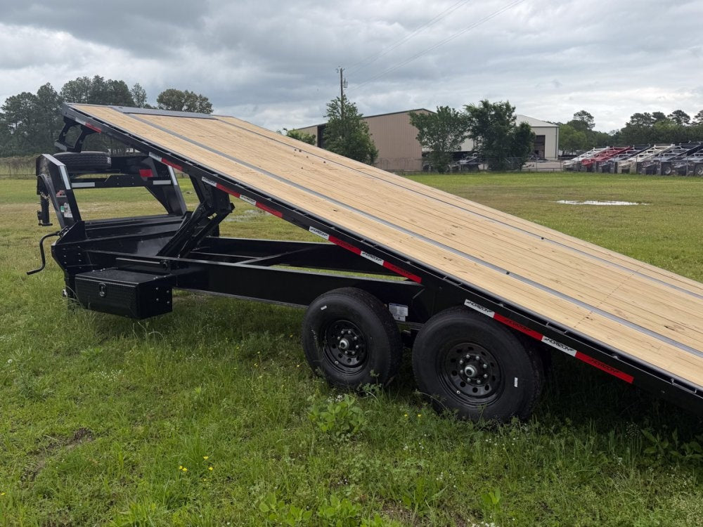 24' Horizon FFT Gooseneck Full Deckover TIlt Trailer - (2) 7K Axles - Super Single Deckover - TrailerSwap