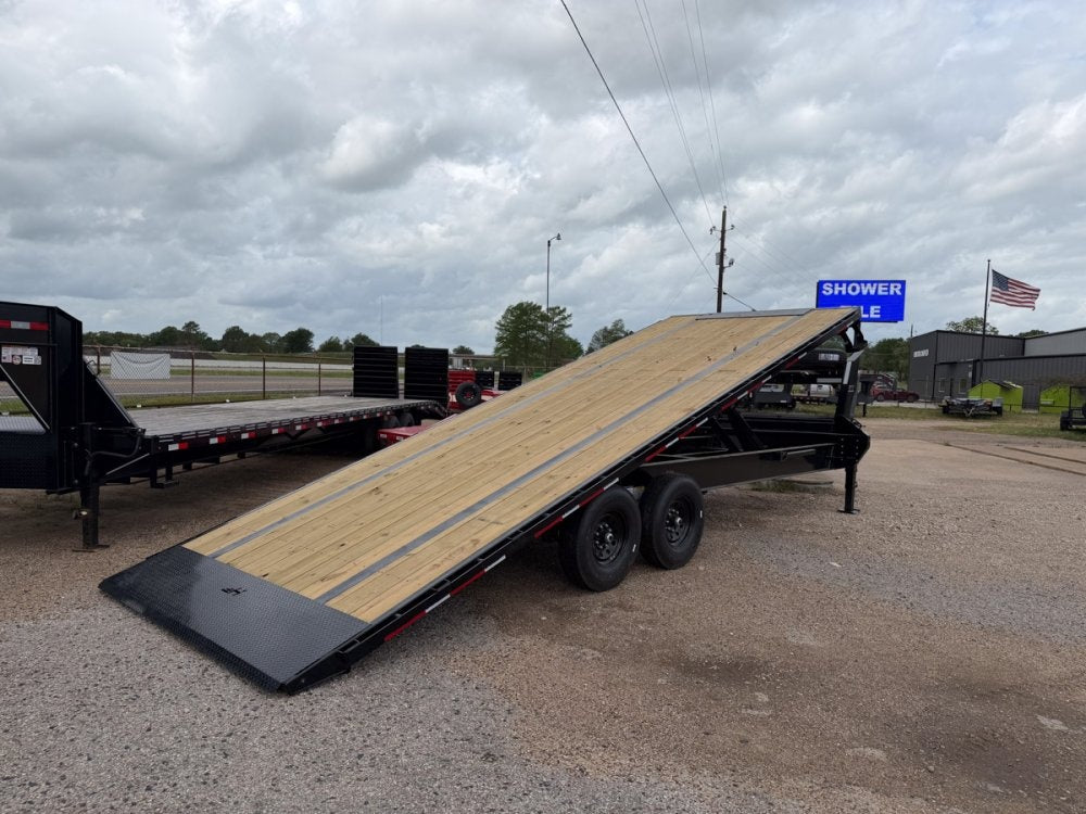 24' Horizon FFT Gooseneck Full Deckover TIlt Trailer - (2) 7K Axles - Super Single Deckover - TrailerSwap