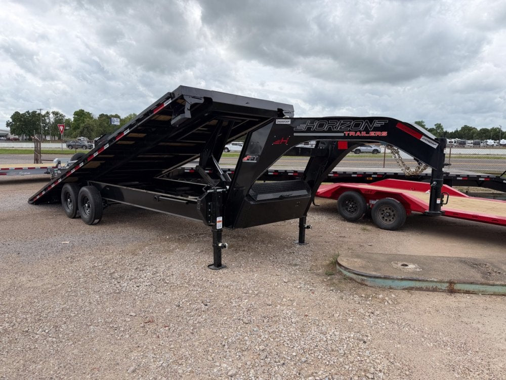 24' Horizon FFT Gooseneck Full Deckover TIlt Trailer - (2) 7K Axles - Super Single Deckover - TrailerSwap