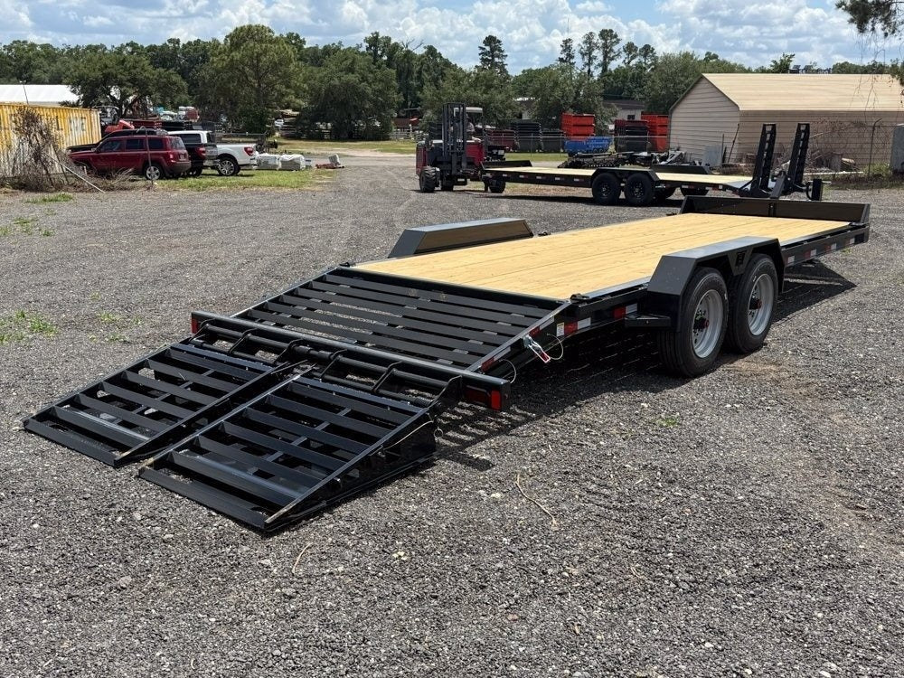 24' I-Beam Equipment Trailer Mega Ramps BP - 8k Axles - 17.6k - Equipment Trailers - TrailerSwap