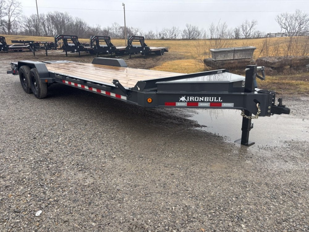 24' Iron Bull EWB Bumper Pull Equipment Trailer Mega Ramps - (2) 7,000 lb Axles - Equipment Trailers - TrailerSwap