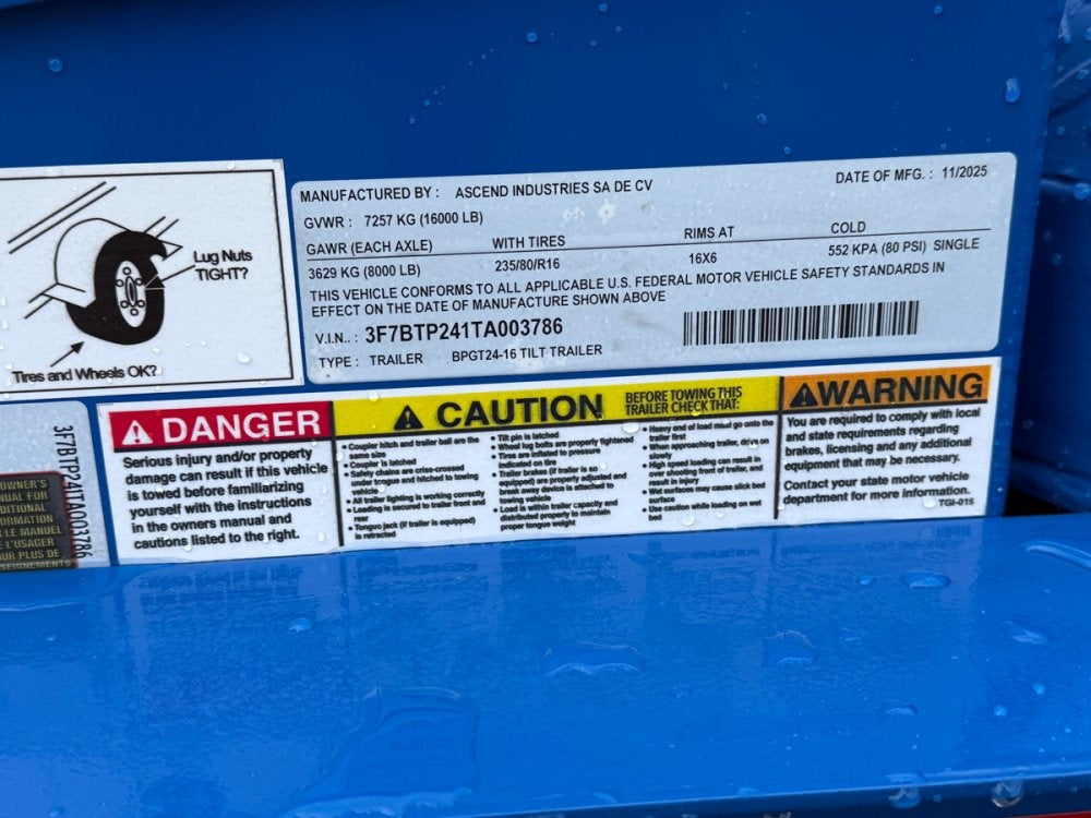 24' Tilt Trailer Drive Over Fenders, 8K Axles - Tilt Trailers - Stryker Dealership Group