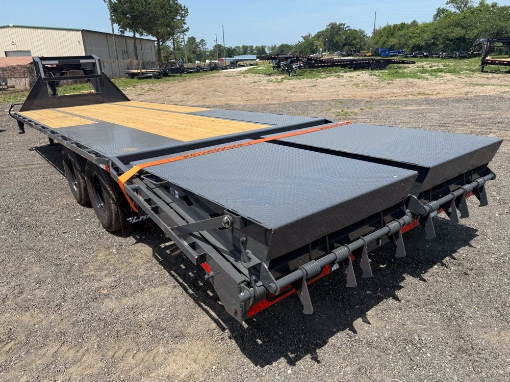 25' FD Gooseneck Mega Ramps 12k Axles Rhino Ramps - Dual Wheel Deckover - DO 12K MR - TrailerSwap