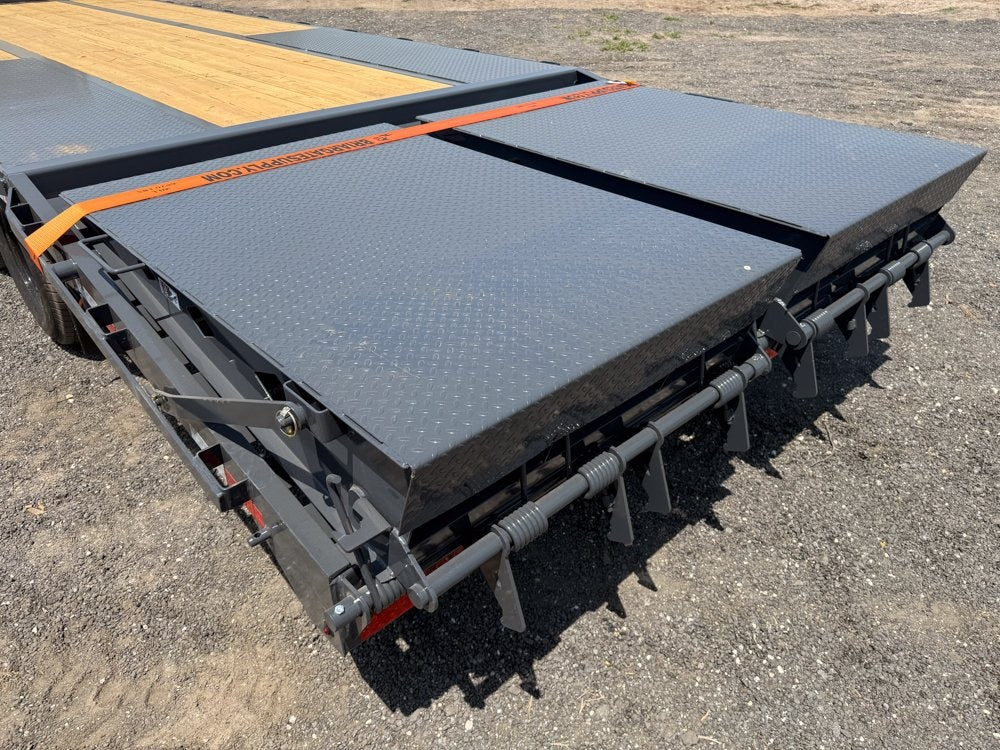 25' FD Gooseneck Mega Ramps 12k Axles Rhino Ramps - Dual Wheel Deckover - DO 12K MR - TrailerSwap