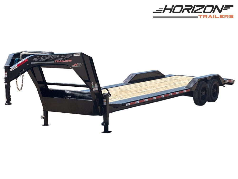 26' HEH Gooseneck Equipment Trailer (2) 10K Axles, Drive Over Fenders, 3' Dove W/ Mountain Ramps - Equipment Trailers - Stryker Dealership Group