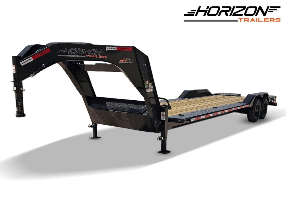 26' HEH Gooseneck Equipment Trailer Drive Over Fenders Mega Ramps - (2) 10K Axles - Low Profile Equipment Trailers - TrailerSwap