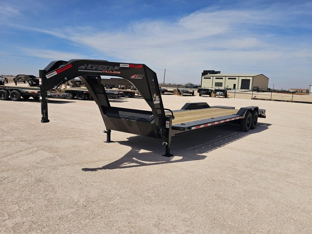 26' HEH Gooseneck Equipment Trailer Drive Over Fenders Mega Ramps - (2) 10K Axles - Low Profile Equipment Trailers - TrailerSwap