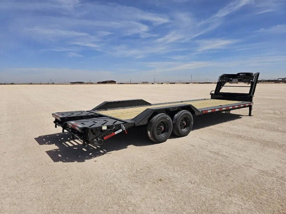 26' HEH Gooseneck Equipment Trailer Drive Over Fenders Mega Ramps - (2) 10K Axles - Low Profile Equipment Trailers - TrailerSwap