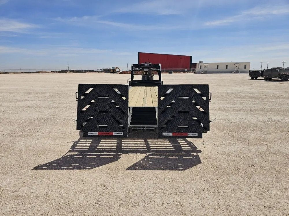 26' HEH Gooseneck Equipment Trailer Drive Over Fenders Mega Ramps - (2) 10K Axles - Low Profile Equipment Trailers - TrailerSwap