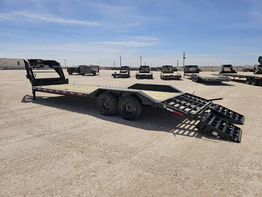 26' HEH Gooseneck Equipment Trailer Drive Over Fenders Mega Ramps - (2) 10K Axles - Low Profile Equipment Trailers - TrailerSwap