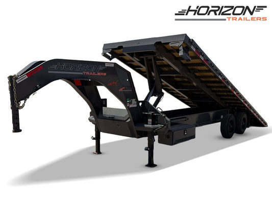 26' Horizon FFHSS Gooseneck Deckover Full Tilt Trailer - (2) 10K Axles - Deckover Tilt - TrailerSwap