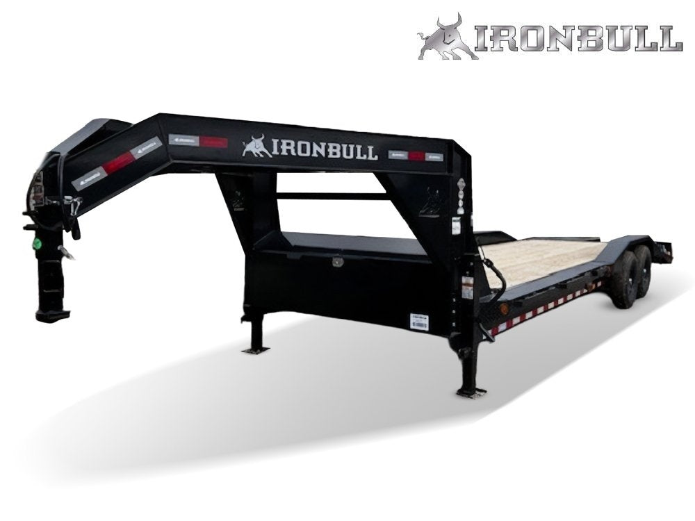 26' Iron Bull ETG Gooseneck Equipment Trailer Mega Ramps Drive Over Fenders - (2) 7,000 lb Axles - Low Profile Equipment Trailers - TrailerSwap