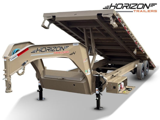 28' Horizon FFT Gooseneck Full Deckover TIlt Trailer - (2) 10K Axles - Super Single Deckover - TrailerSwap