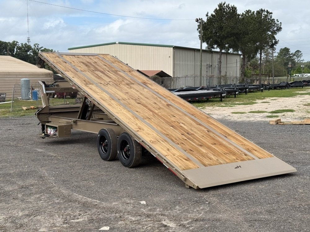 28' Horizon FFT Gooseneck Full Deckover TIlt Trailer - (2) 10K Axles - Super Single Deckover - TrailerSwap