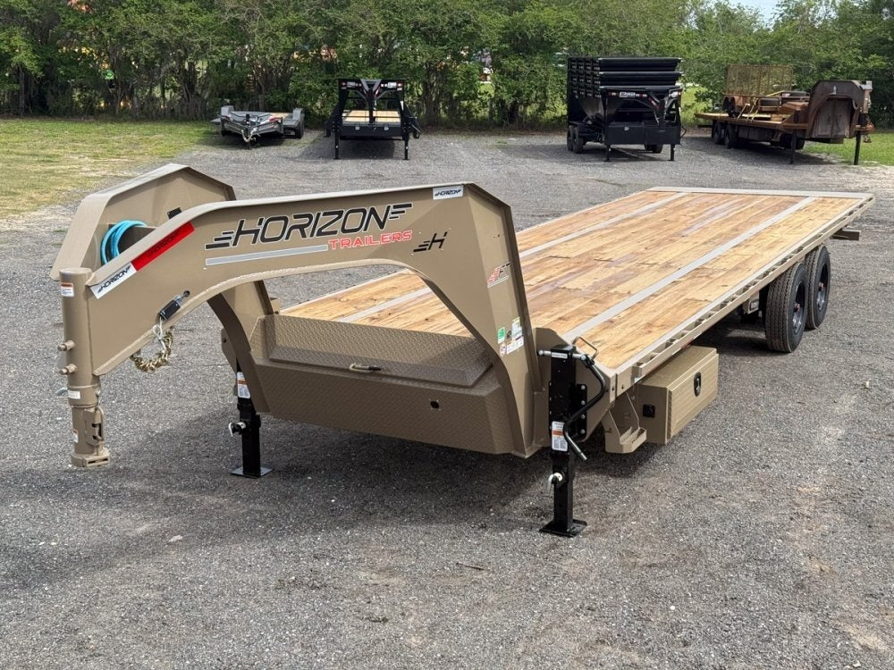 28' Horizon FFT Gooseneck Full Deckover TIlt Trailer - (2) 10K Axles - Super Single Deckover - TrailerSwap