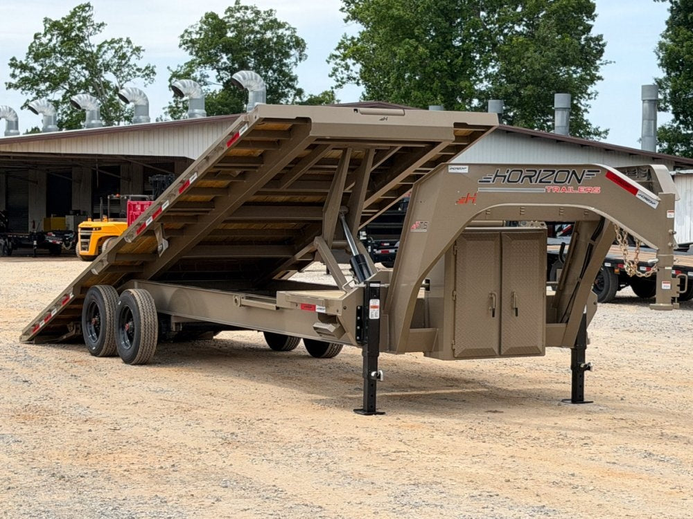 28' Horizon FTS Gooseneck Hydraulic Deckover Tilt Trailer - 10K Axles - Deckover Tilt - TrailerSwap