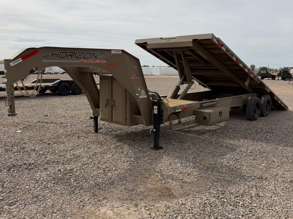 28' Horizon FTS Gooseneck Hydraulic Deckover Tilt Trailer - 10K Axles - Deckover Tilt - TrailerSwap