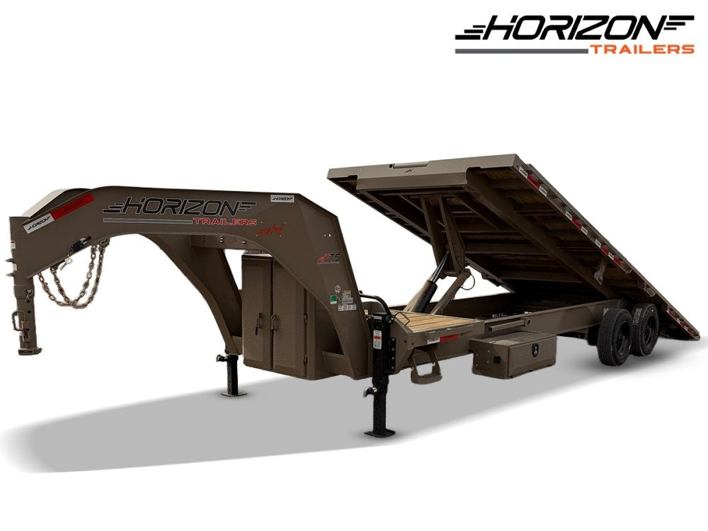 28' Horizon FTS Gooseneck Hydraulic Deckover Tilt Trailer - 10K Axles - Deckover Tilt - TrailerSwap