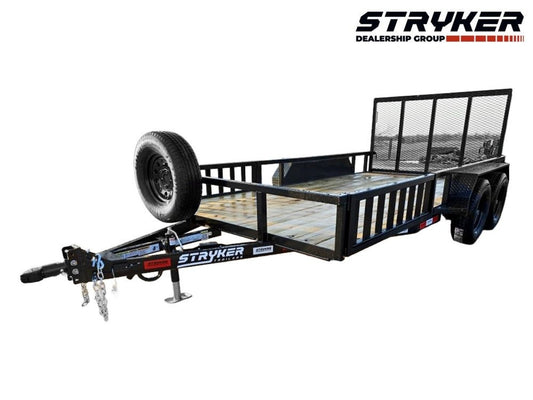 14' Utility Trailer (2) 3.5K Axles, 77" Wide, Side Ramps and 4' Gate 4071