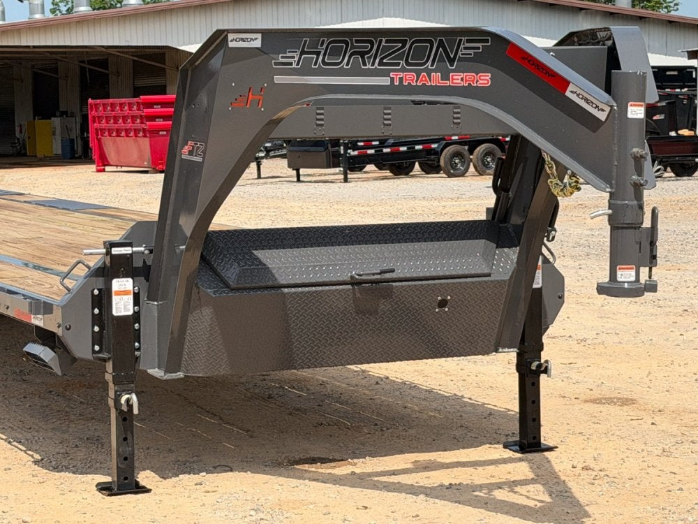 36' Horizon FTZ Gooseneck Hotshot Non-CDL Deckover Trailer Mega Ramps - (2) 7k Axles 16234