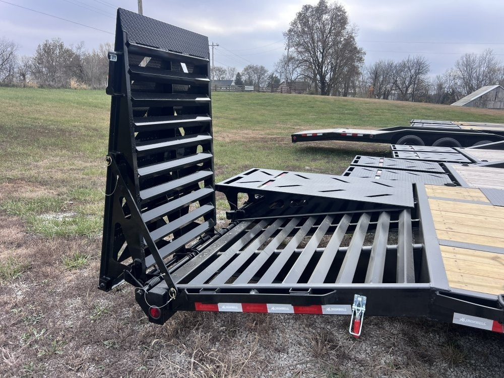 30' Iron Bull FLG Gooseneck Deckover Trailer Mega Ramps - (2) 10,000 lb Axles - Dual Wheel Deckover - DO 10K MR DW - TrailerSwap