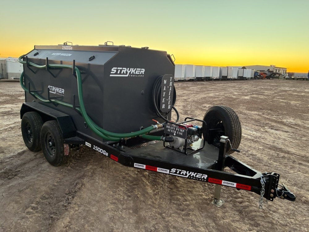 1500 Gallon Water Tank Trailer with Pump and Hose 004959