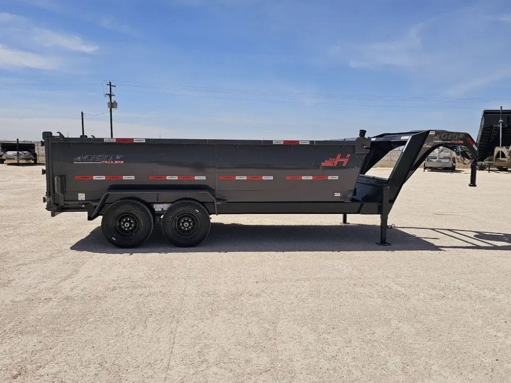 16' Horizon LZ7 Gooseneck Dump Trailer 42" Side Walls Telescopic Lift - (2) 7K Axles 15705
