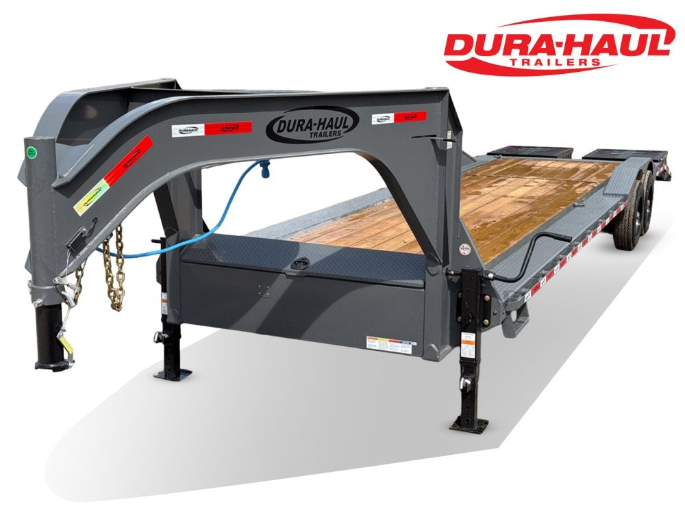 32' Dura-Hual EKH Gooseneck Equipment Trailer Drive Over Fenders Mega Ramps - (2) 10K Axles - Low Profile Equipment Trailers - TrailerSwap