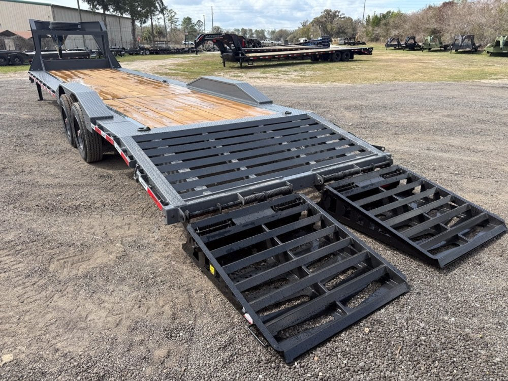 32' Dura-Hual EKH Gooseneck Equipment Trailer Drive Over Fenders Mega Ramps - (2) 10K Axles - Low Profile Equipment Trailers - TrailerSwap