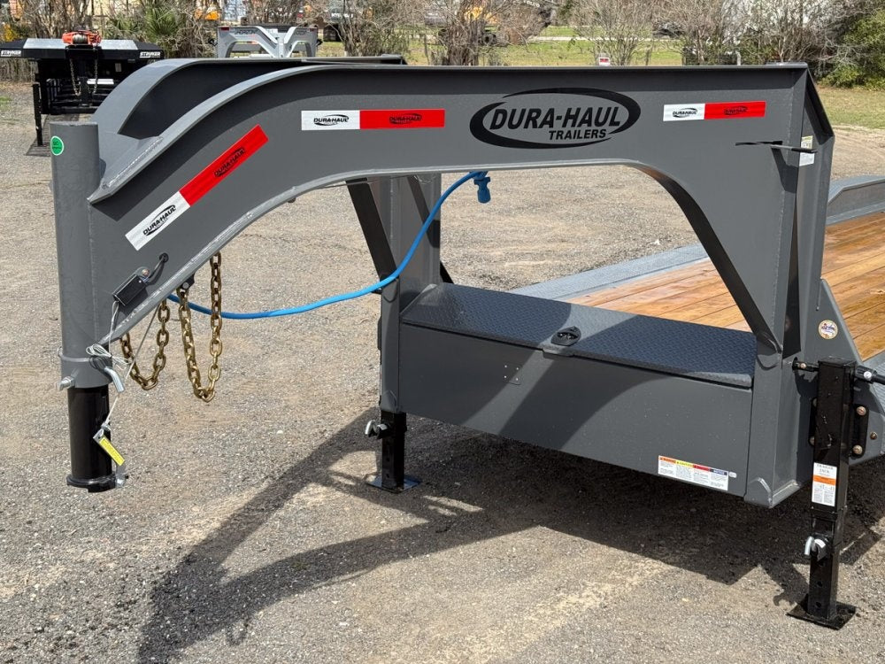 32' Dura-Hual EKH Gooseneck Equipment Trailer Drive Over Fenders Mega Ramps - (2) 10K Axles - Low Profile Equipment Trailers - TrailerSwap