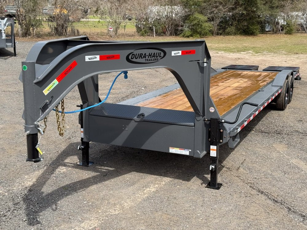 32' Dura-Hual EKH Gooseneck Equipment Trailer Drive Over Fenders Mega Ramps - (2) 10K Axles - Low Profile Equipment Trailers - TrailerSwap