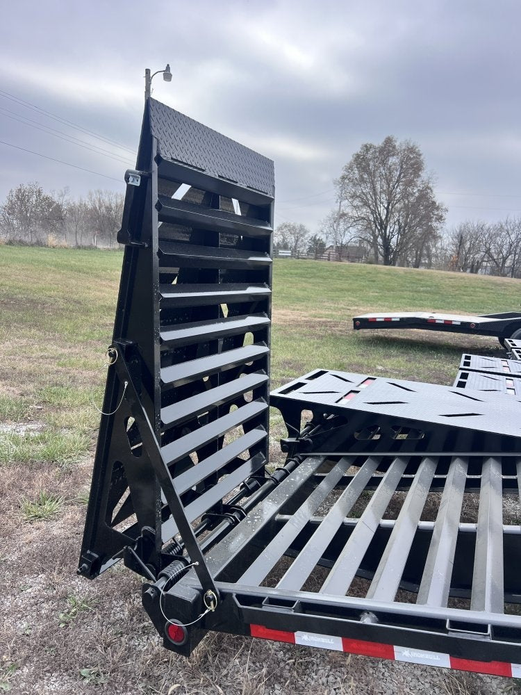 32' Iron Bull FLG Gooseneck Deckover Trailer Mega Ramps - (2) 10,000 lb Axles - Dual Wheel Deckover - DO 10K MR DW - TrailerSwap