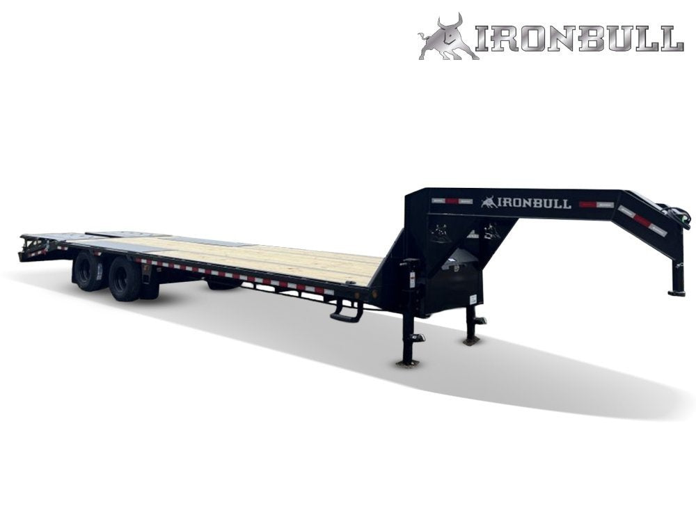 32' Iron Bull FLG Gooseneck Deckover Trailer Mega Ramps - (2) 10,000 lb Axles - Dual Wheel Deckover - DO 10K MR DW - TrailerSwap