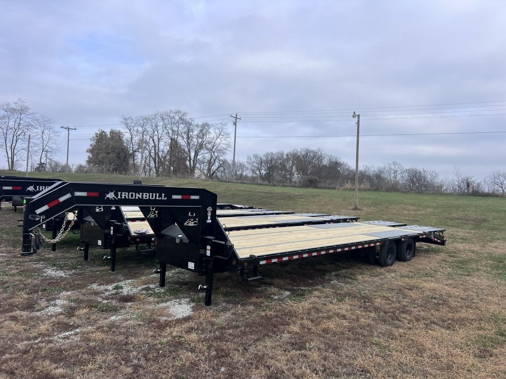 32' Iron Bull FLG Gooseneck Deckover Trailer Mega Ramps - (2) 10,000 lb Axles - Dual Wheel Deckover - DO 10K MR DW - TrailerSwap