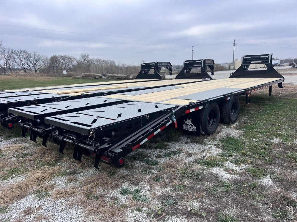 32' Iron Bull FLG Gooseneck Deckover Trailer Mega Ramps - (2) 12,000 lb Axles - Dual Wheel Deckover - DO 12K MR - TrailerSwap
