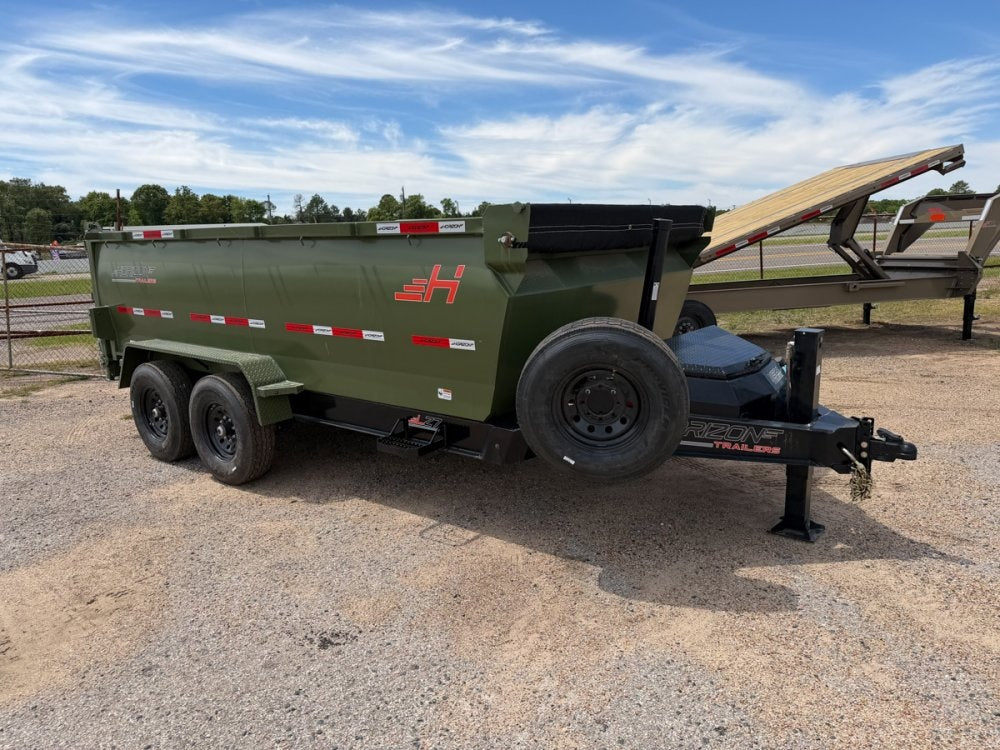 14' Horizon LZ7 Bumper Pull Dump Trailer 42" Side Walls Telescopic Lift Hydraulic Jacks - (2) 7k Axl 14677